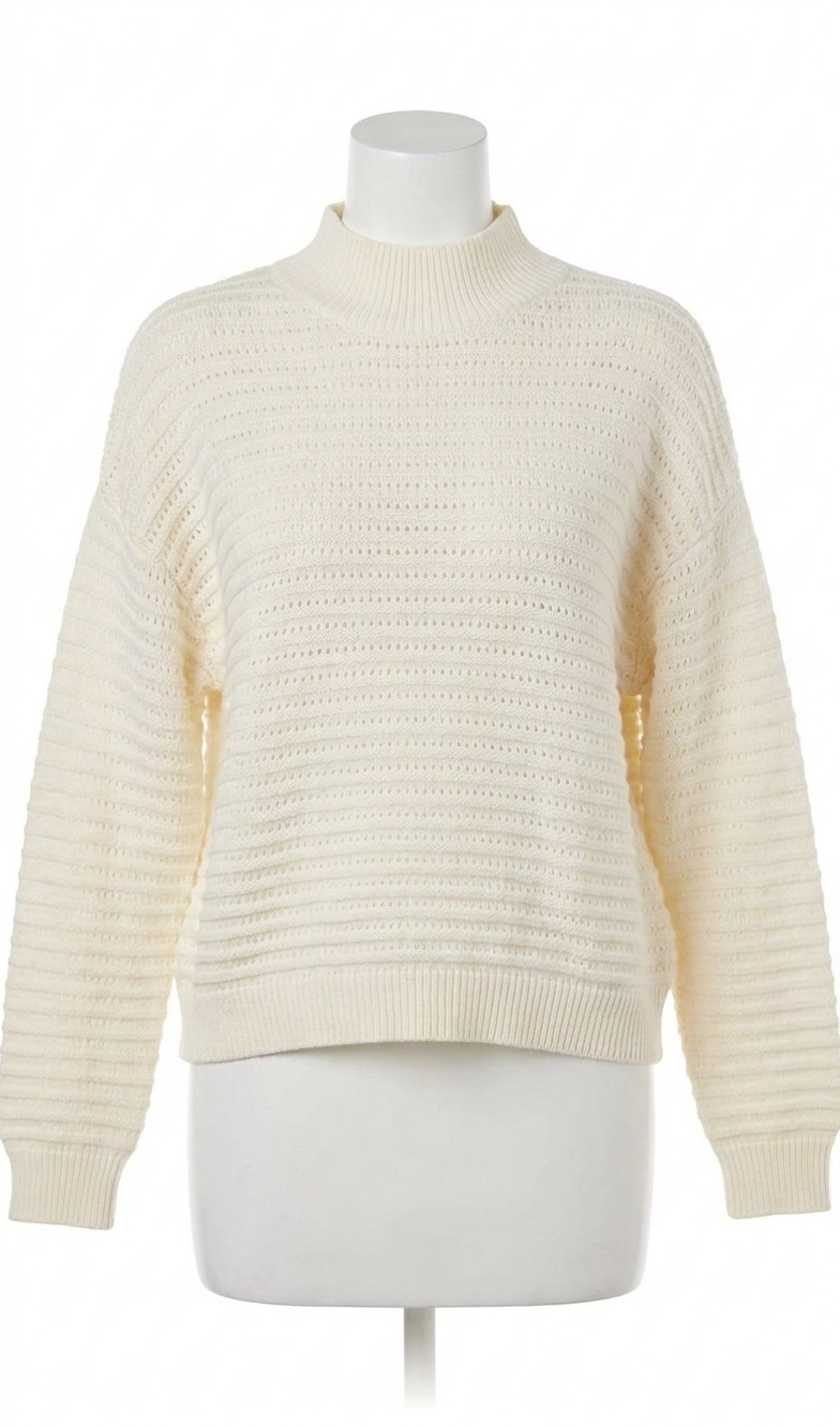 New Varley Franco Knit Crew Sweater In Egret